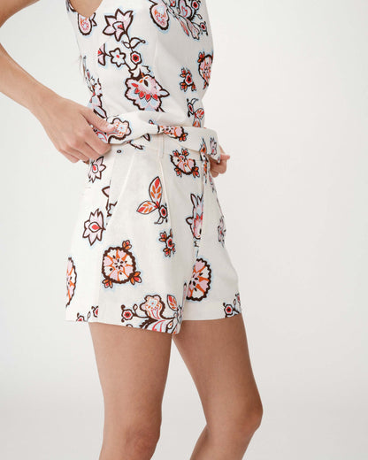 Short droit imprimé floral ecru Webber