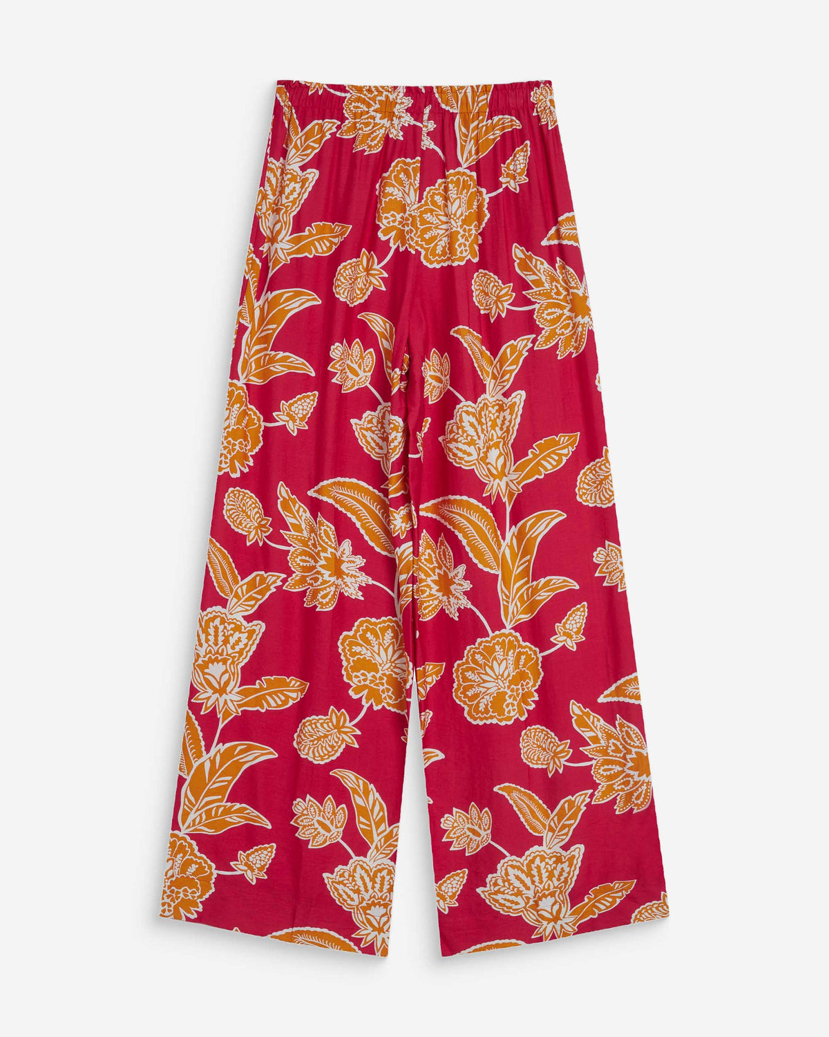 Pantalon fluide imprimé floral taille élastique fuchsia Woods