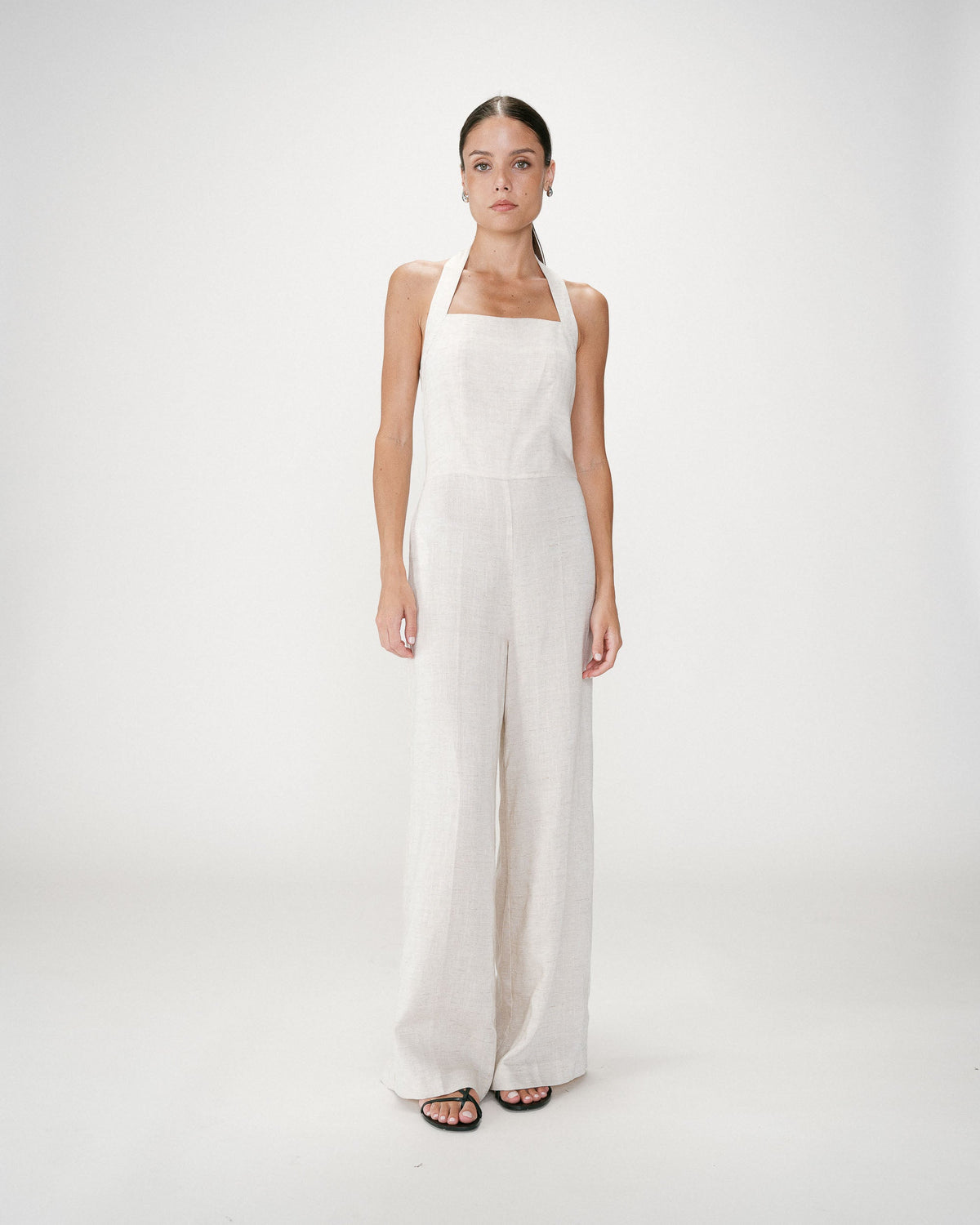 Combinaison pantalon droite encolure carrée sable Wish