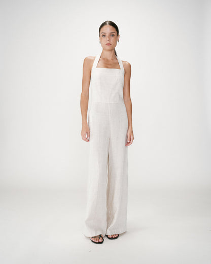 Combinaison pantalon droite encolure carrée sable Wish