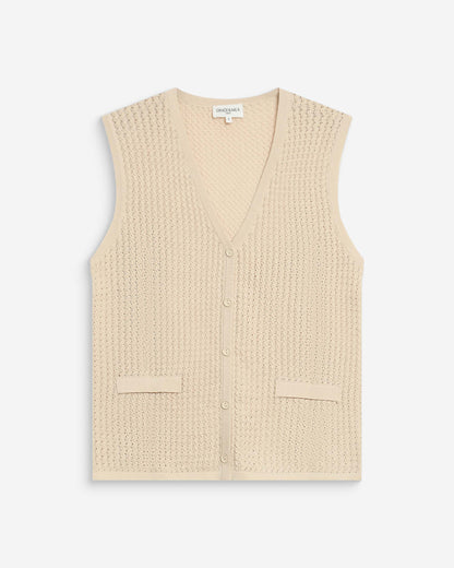 Cardigan en maille sans manches beige Wayne