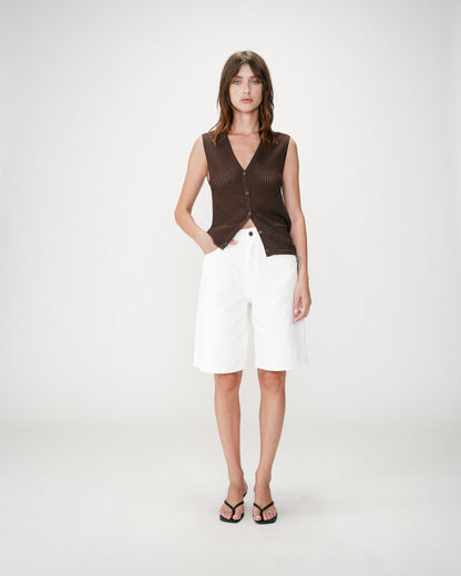 Cardigan en maille sans manches chocolat Wayne