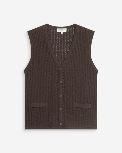 Cardigan en maille sans manches chocolat Wayne