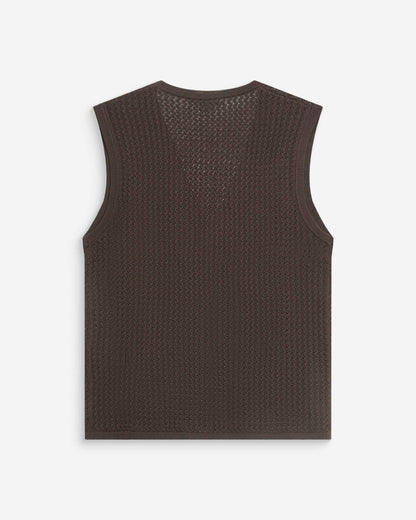 Cardigan en maille sans manches chocolat Wayne