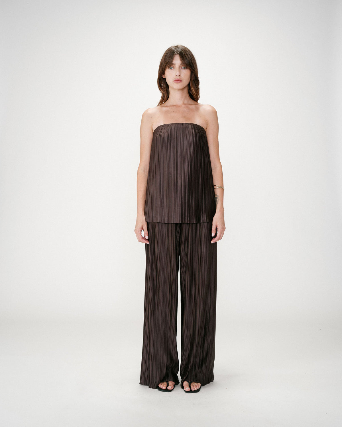 Top bustier plissé aérien chocolat West