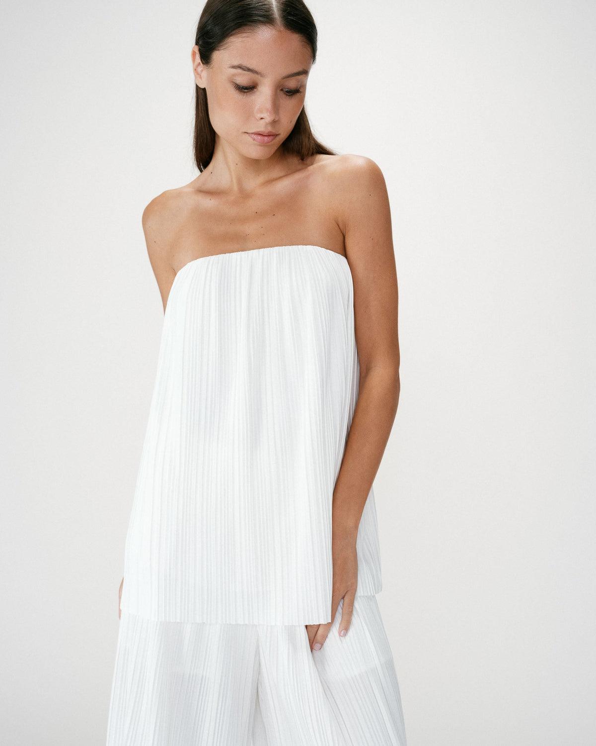 Top bustier plissé aérien ivoire West