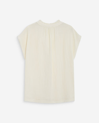 Chemise en gaze de coton manches courtes ecru Wesra