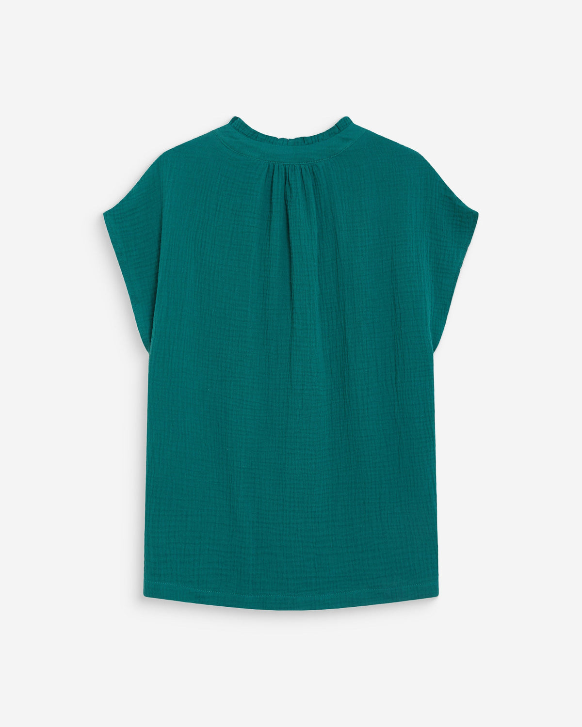 Chemise en gaze de coton manches courtes emeraude Wesra