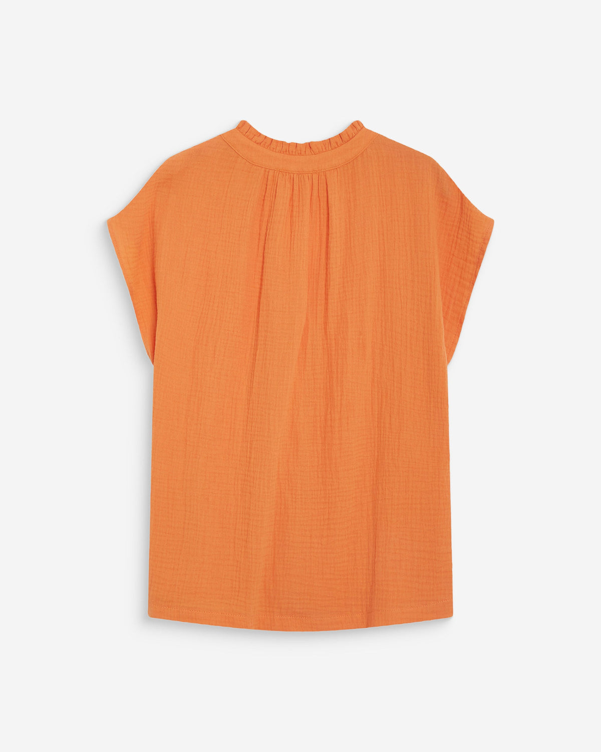 Chemise en gaze de coton manches courtes orange Wesra