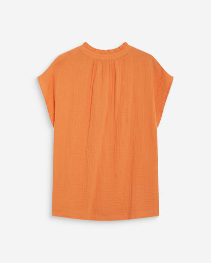 Chemise en gaze de coton manches courtes orange Wesra