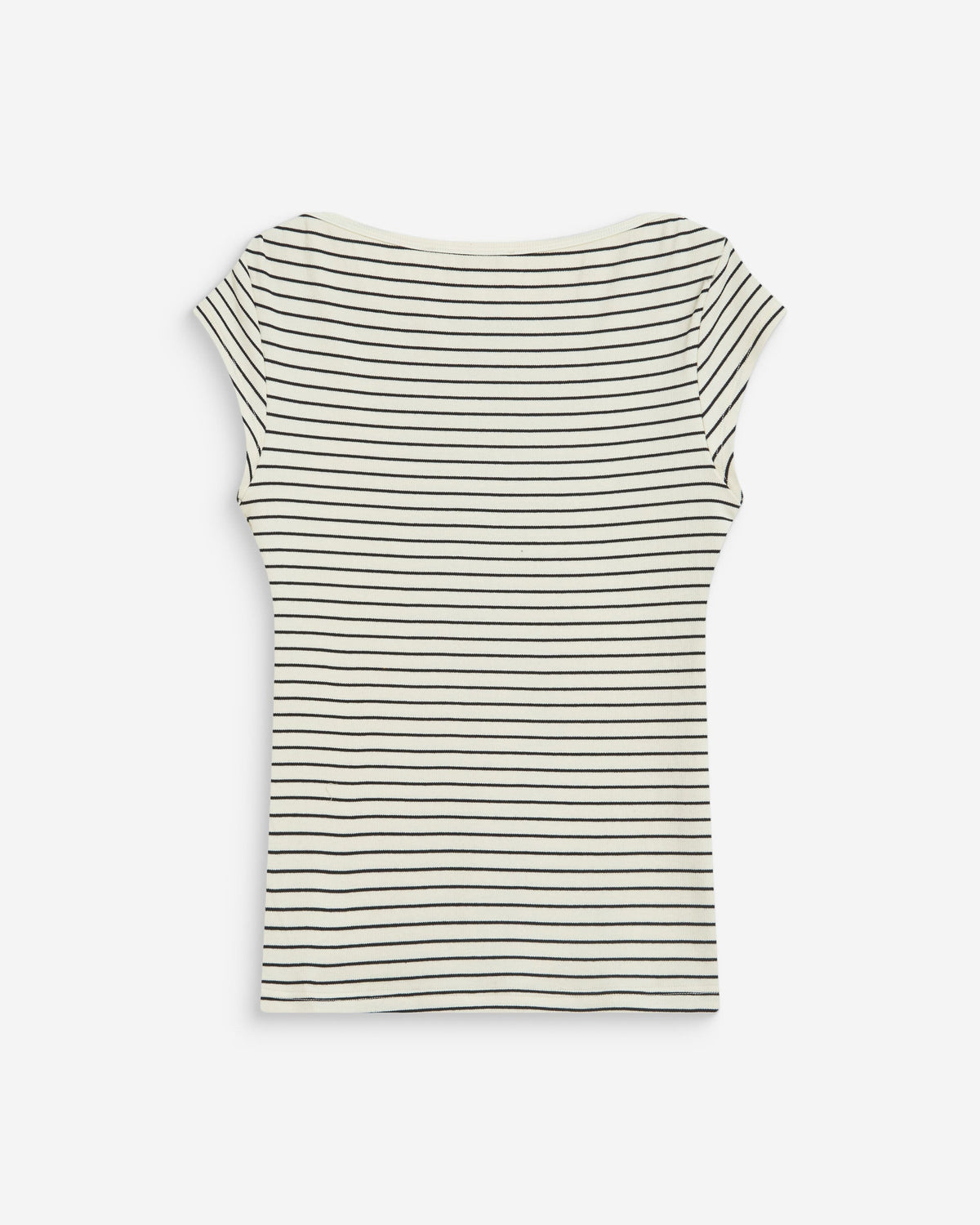 T-shirt col bateau ajusté à rayures ecru Wake