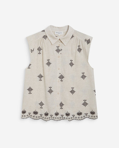 Chemise sans manches à motifs chocolat Wisenna