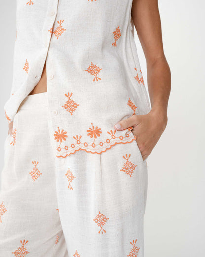Chemise sans manches à motifs orange Wisenna