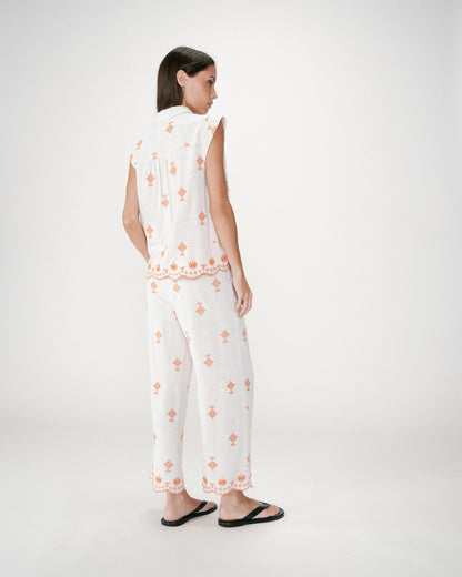 Chemise sans manches à motifs orange Wisenna