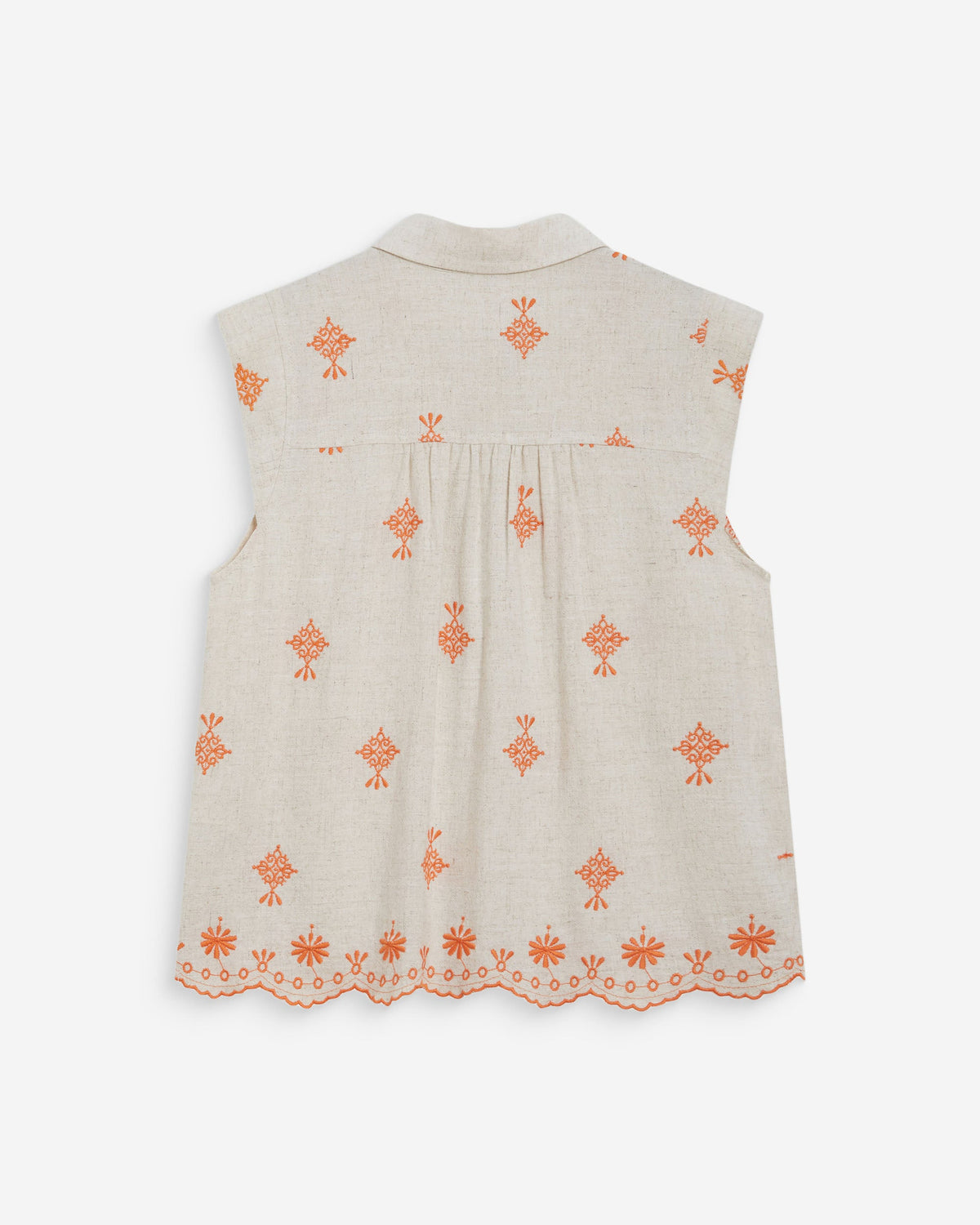 Chemise sans manches à motifs orange Wisenna