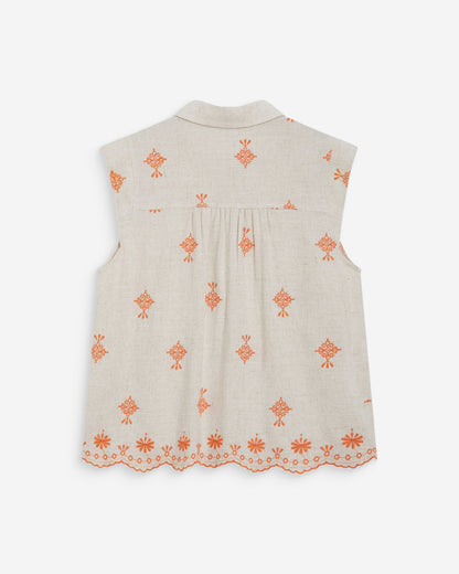Chemise sans manches à motifs orange Wisenna