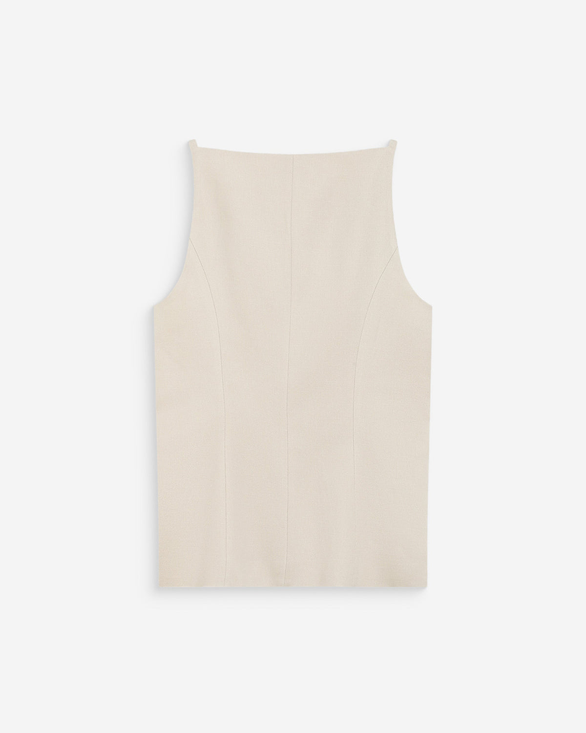 Gilet de tailleur en tencel et lin col carré sable Winston