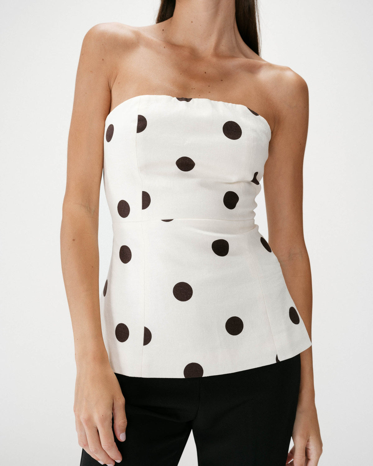 Bustier péplum à pois ecru Wixie