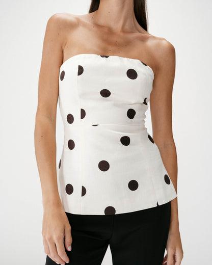 Bustier péplum à pois ecru Wixie