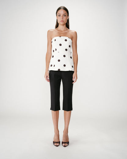 Bustier péplum à pois ecru Wixie