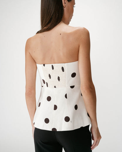 Bustier péplum à pois ecru Wixie