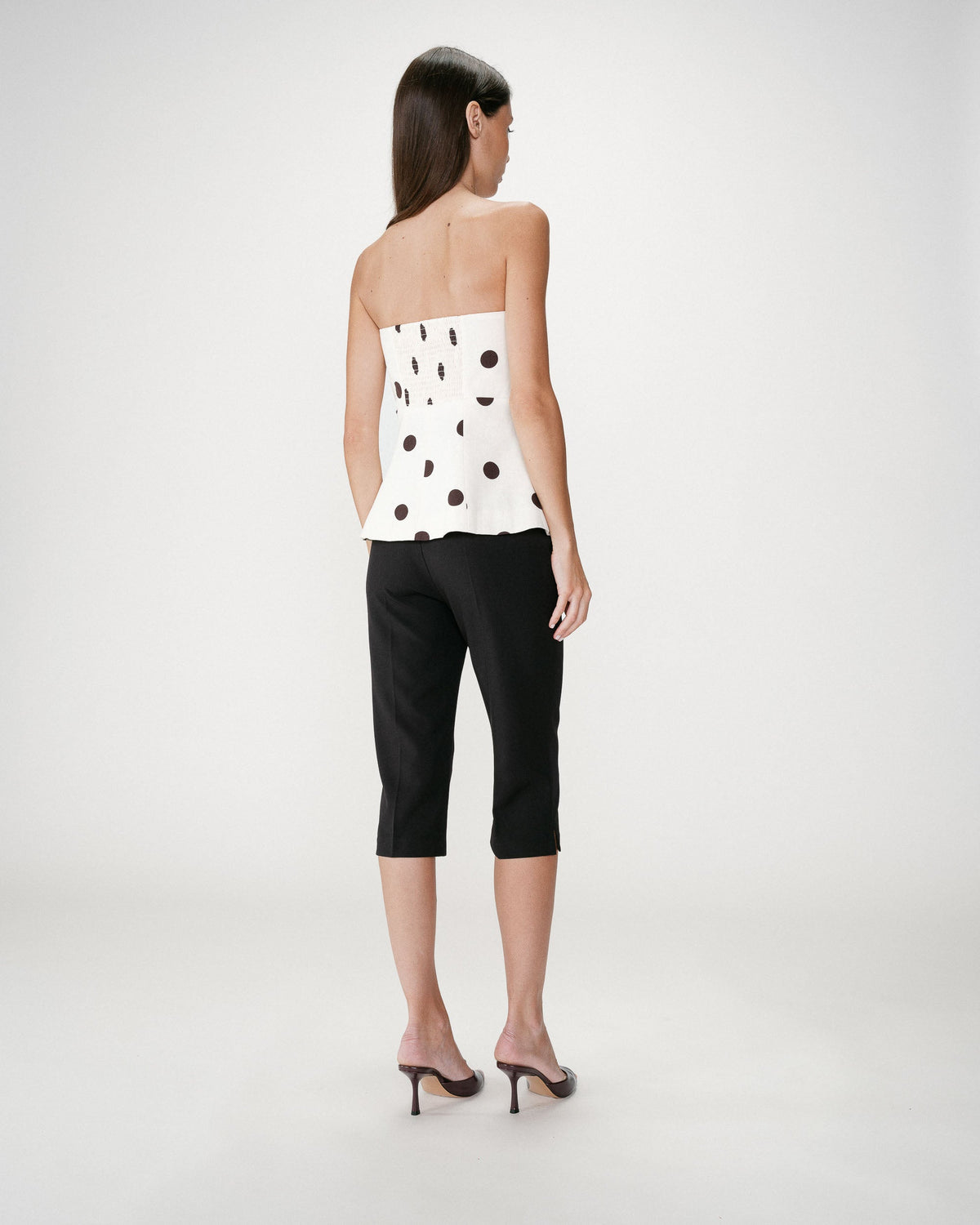 Bustier péplum à pois ecru Wixie