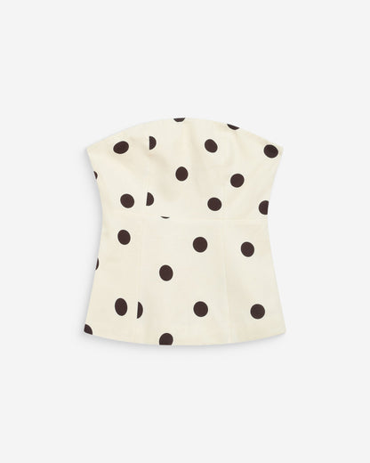 Bustier péplum à pois ecru Wixie