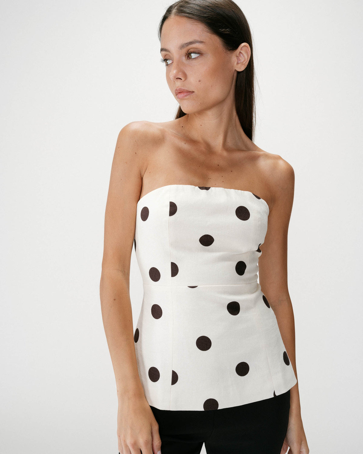 Bustier péplum à pois ecru Wixie
