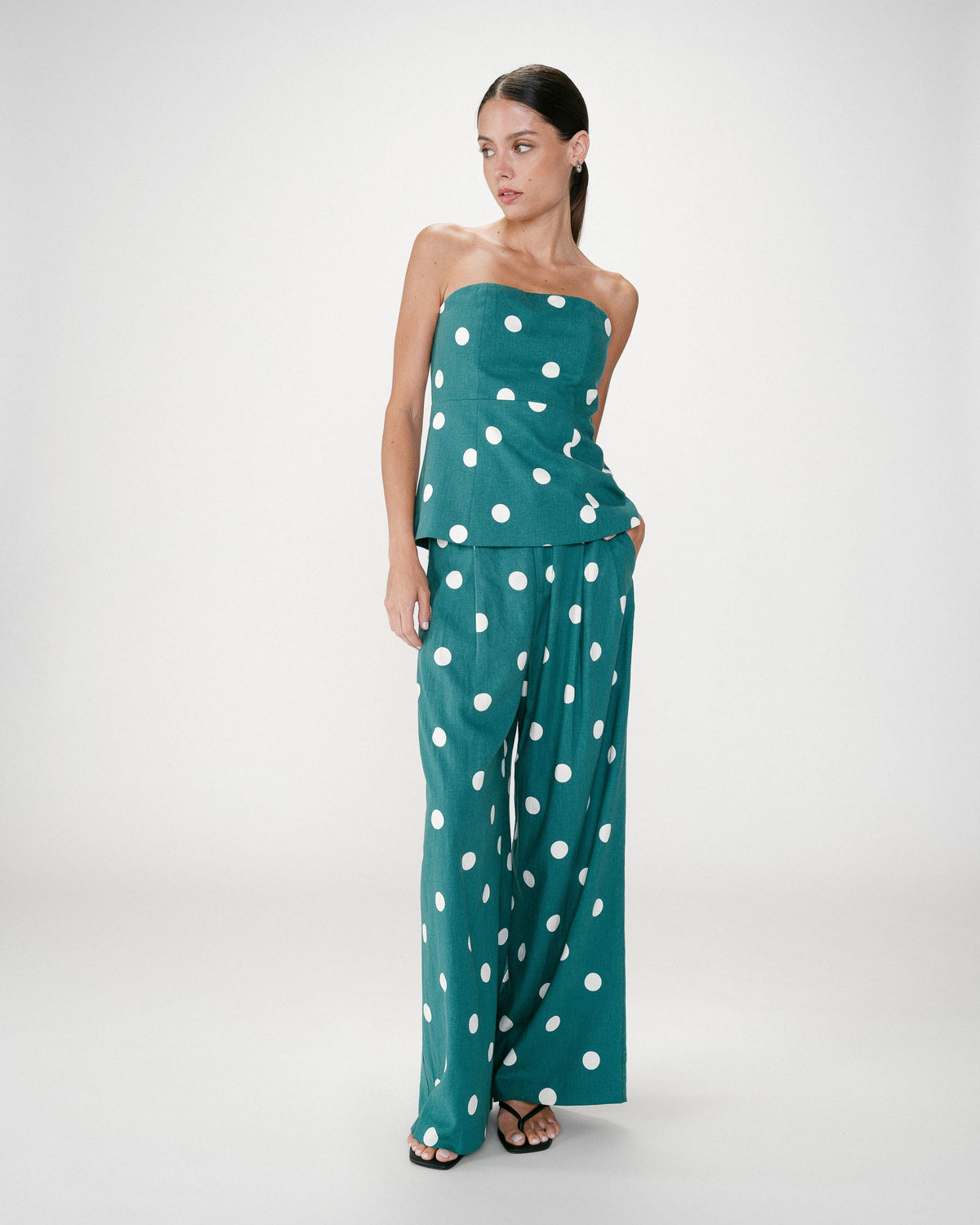 Bustier péplum à pois emeraude Wixie