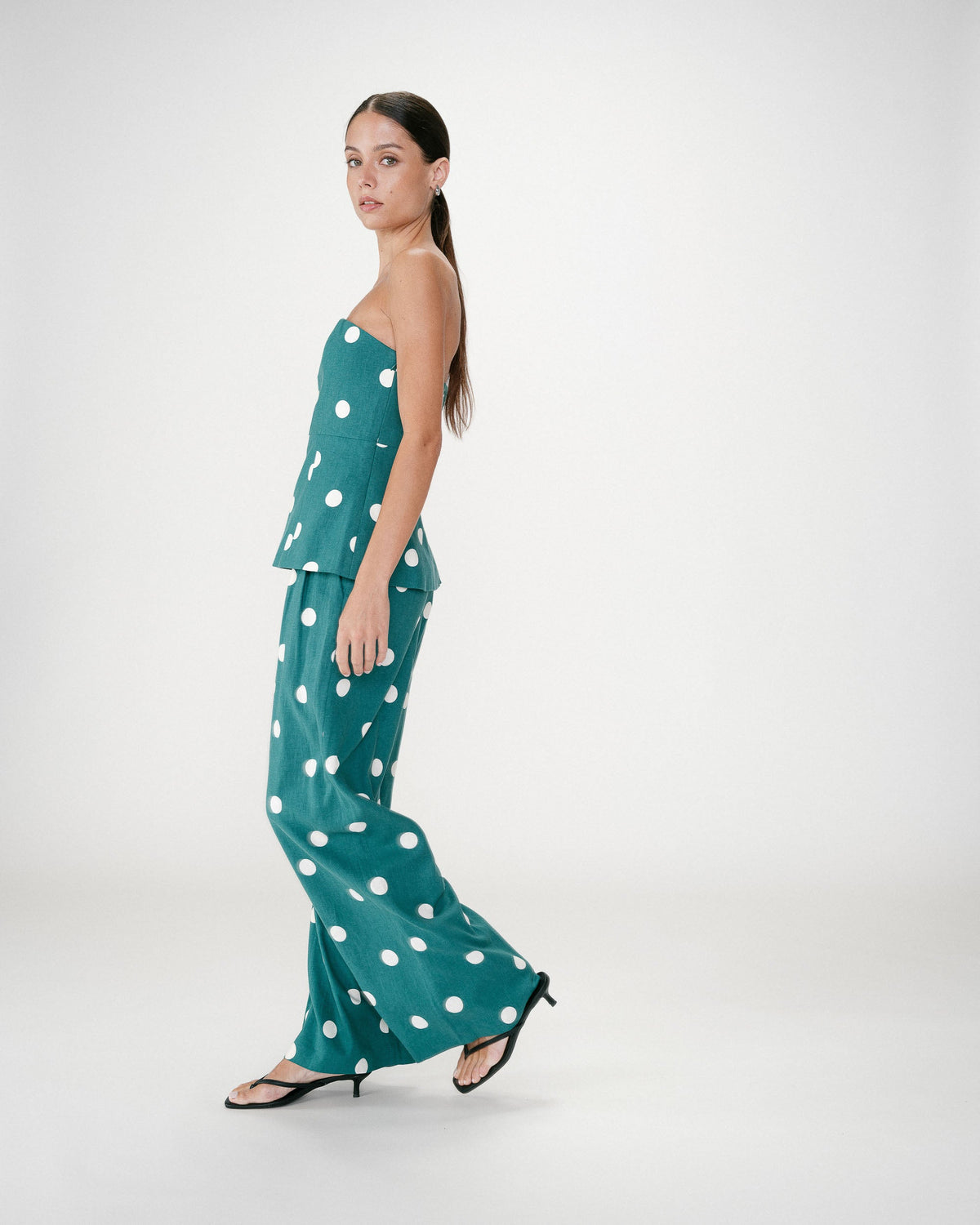 Bustier péplum à pois emeraude Wixie