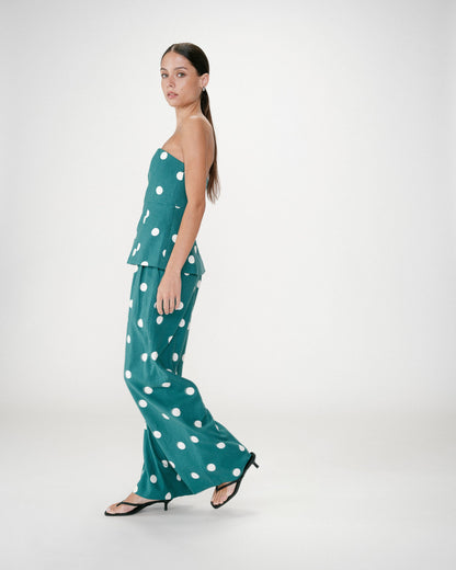 Bustier péplum à pois emeraude Wixie
