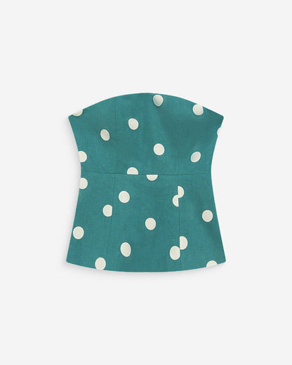 Bustier péplum à pois emeraude Wixie