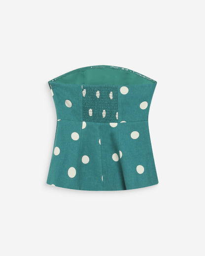 Bustier péplum à pois emeraude Wixie