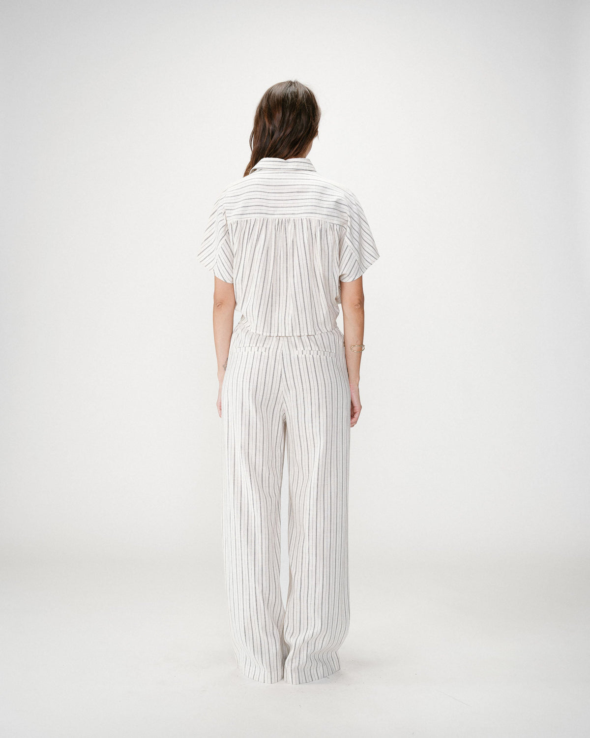 Chemise oversize rayée à nouer sable Wendee