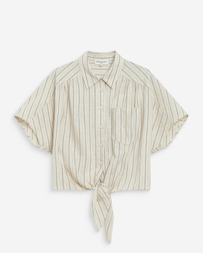 Chemise oversize rayée à nouer sable Wendee