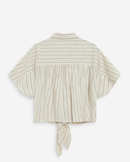 Chemise oversize rayée à nouer sable Wendee