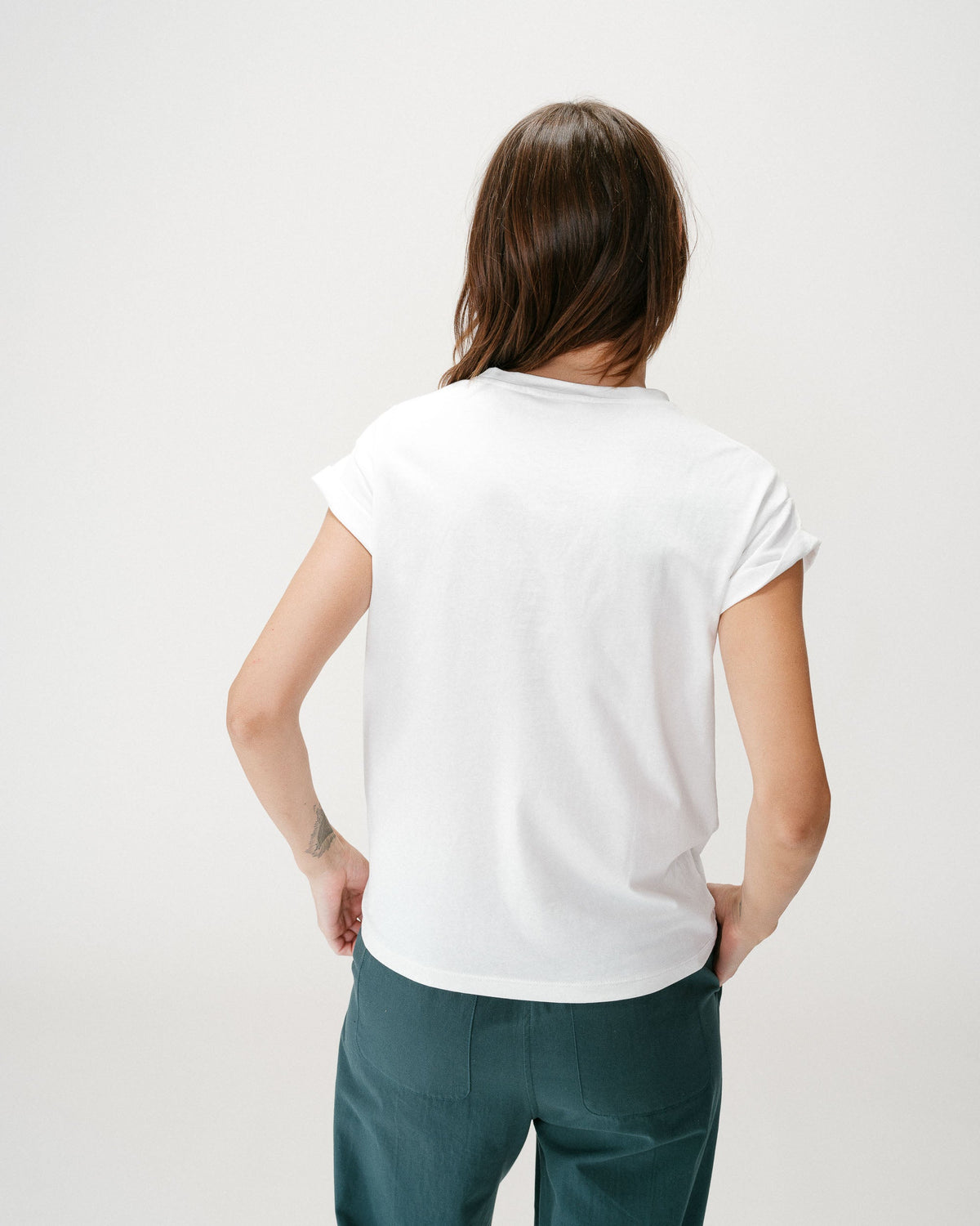 T-shirt en coton à message brodé emeraude Wylo