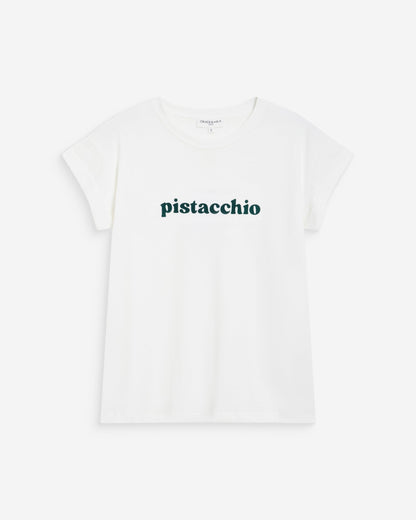 T-shirt en coton à message brodé emeraude Wylo
