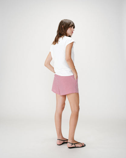 T-shirt en coton à message brodé fuchsia Wylo