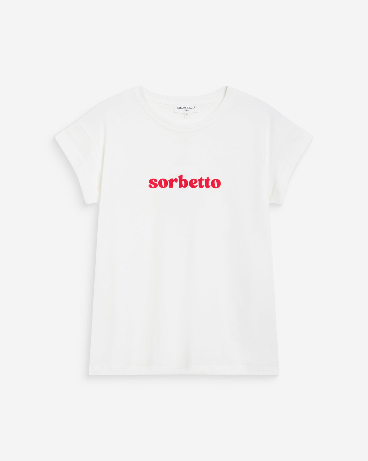 T-shirt en coton à message brodé fuchsia Wylo