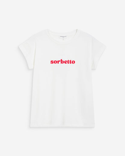 T-shirt en coton à message brodé fuchsia Wylo