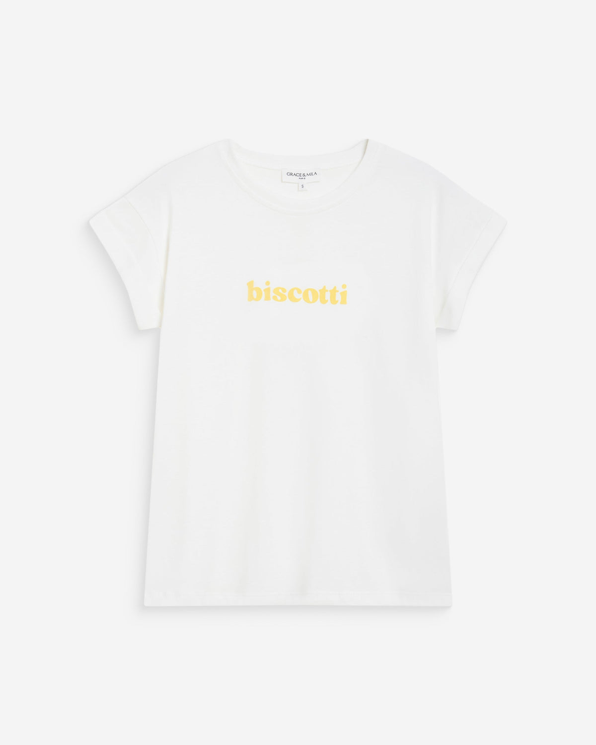 T-shirt en coton à message brodé jaune Wylo