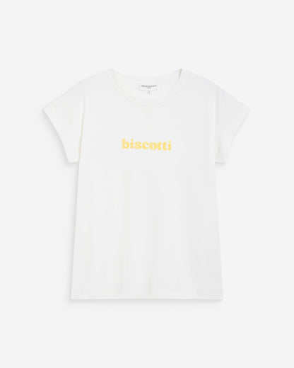 T-shirt en coton à message brodé jaune Wylo
