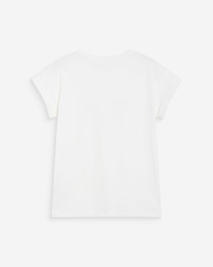 T-shirt en coton à message brodé orange Wylo