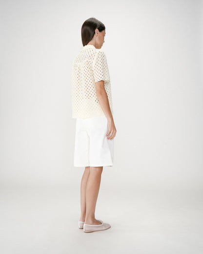 Chemise en dentelle manches courtes jaune Waverine