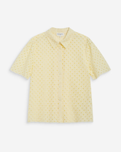 Chemise en dentelle manches courtes jaune Waverine
