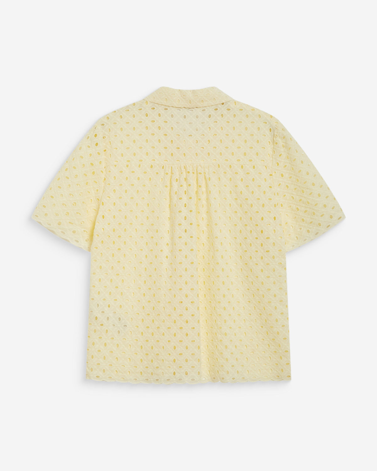 Chemise en dentelle manches courtes jaune Waverine