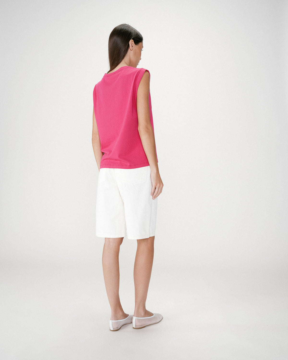 Top en coton col rond à message fuchsia Willow