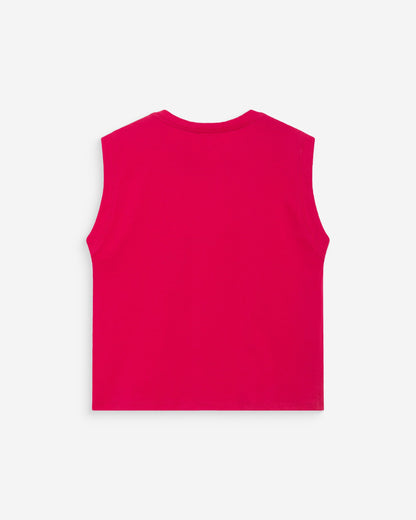 Top en coton col rond à message fuchsia Willow