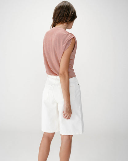 Top en lurex col rond sans manches rose Winny